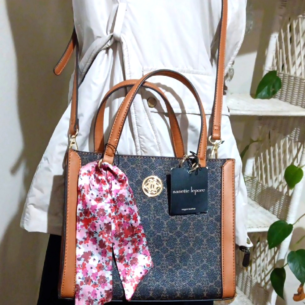 Nanette Lepore Shoulder Bag Set w Matching Wallet Signature Embossed NWT